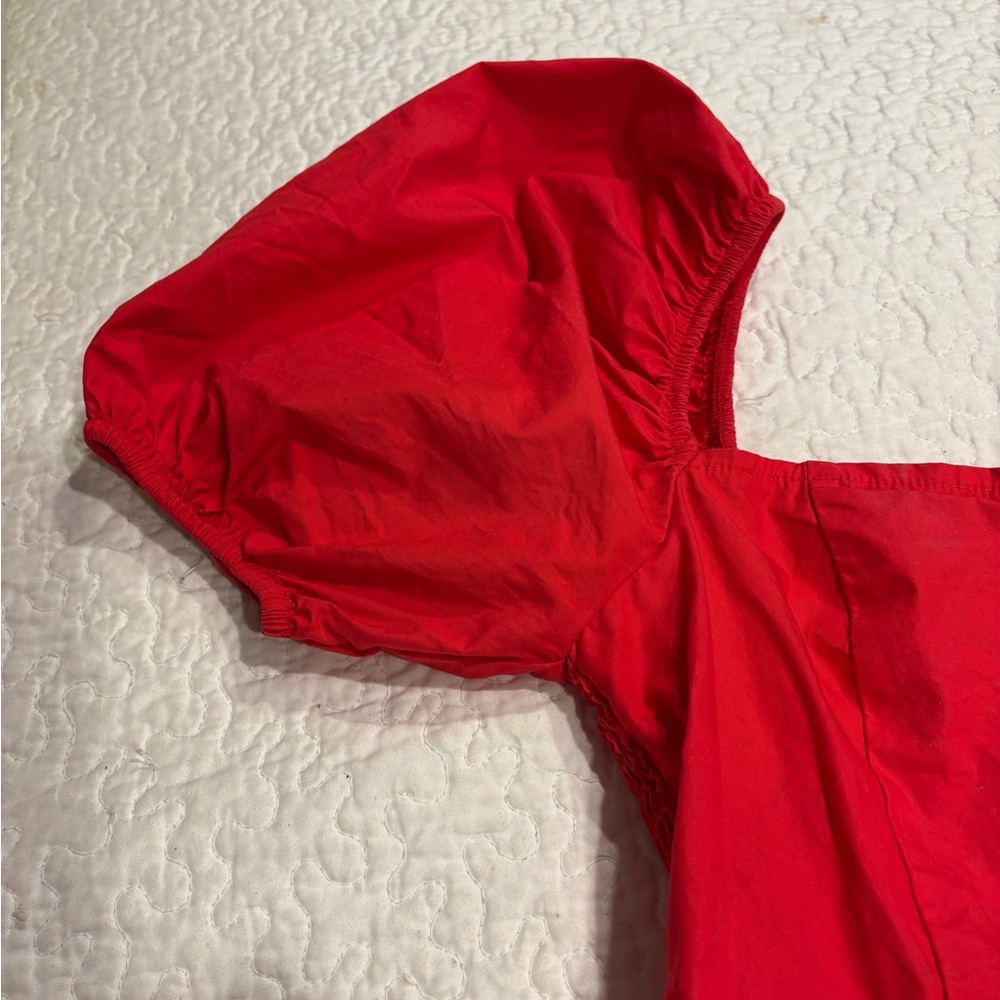 Red Puff Sleeve Romper - Picture 2 of 7